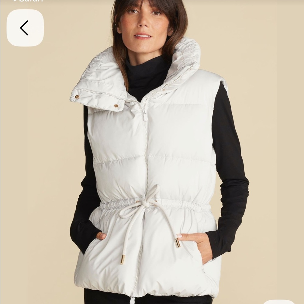 Save the duck Ren fog gray puffer vest with cinch tie waist